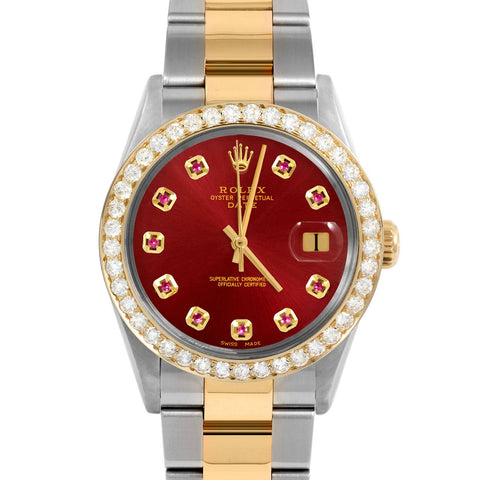 Rolex Date 34mm | 1500-TT-RED-RBY-AM-2CT-OYS