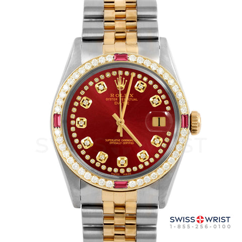 Rolex Date 34mm | 1500-TT-RED-STRD-4RBY-JBL