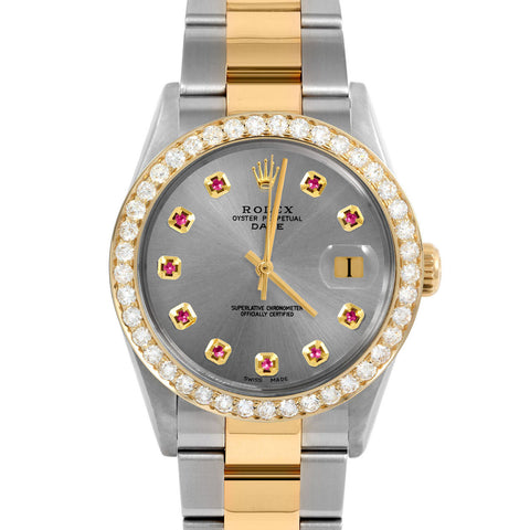 Rolex Date 34mm | 1500-TT-SLT-RBY-AM-2CT-OYS