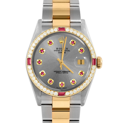 Rolex Date 34mm | 1500-TT-SLT-RBY-AM-4RBY-OYS