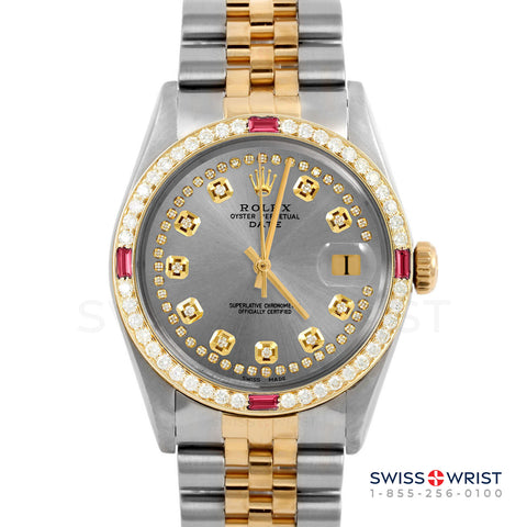 Rolex Date 34mm | 1500-TT-SLT-STRD-4RBY-JBL