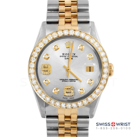 Rolex Date 34mm | 1500-TT-SLV-8DA69-2CT-JBL