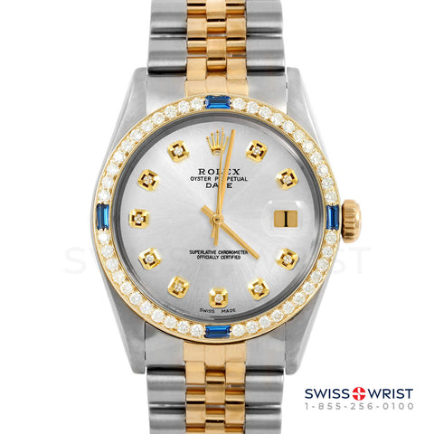 Rolex Date 34mm | 1500-TT-SLV-DIA-AM-4SPH-JBL