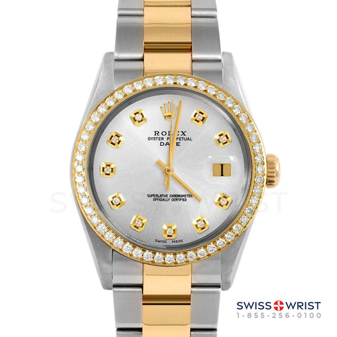 Rolex Date 34mm | 1500-TT-SLV-DIA-AM-BDS-OYS