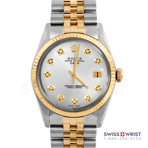 Rolex Date 34mm | 1500-TT-SLV-DIA-AM-FLT-JBL