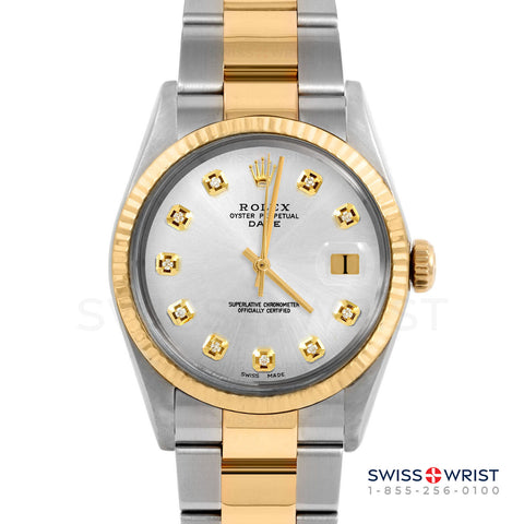 Rolex Date 34mm | 1500-TT-SLV-DIA-AM-FLT-OYS