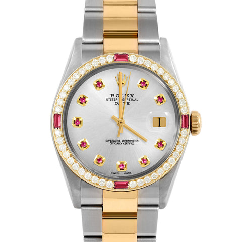 Rolex Date 34mm | 1500-TT-SLV-RBY-AM-4RBY-OYS
