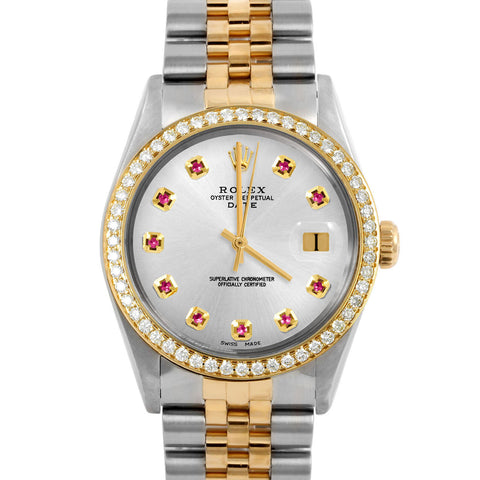 Rolex Date 34mm | 1500-TT-SLV-RBY-AM-BDS-JBL