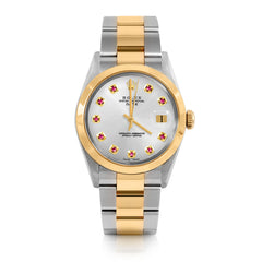Rolex Date 34mm | 1500-TT-SLV-RBY-AM-SMT-OYS