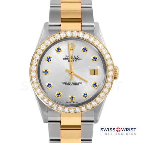 Rolex Date 34mm | 1500-TT-SLV-SPH-AM-2CT-OYS