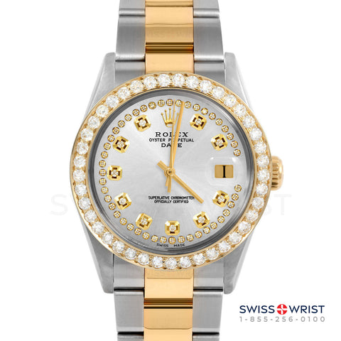 Rolex Date 34mm | 1500-TT-SLV-STRD-2CT-OYS