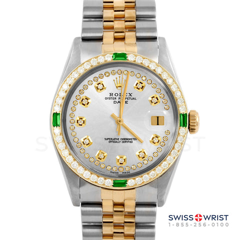 Rolex Date 34mm | 1500-TT-SLV-STRD-4EMD-JBL