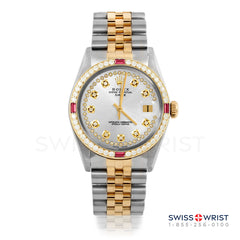 Rolex Date 34mm | 1500-TT-SLV-STRD-4RBY-JBL