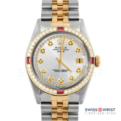 Rolex Date 34mm | 1500-TT-SLV-STRD-4RBY-JBL