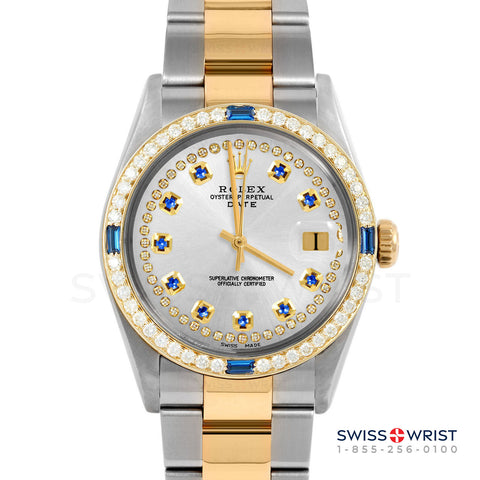 Rolex Date 34mm | 1500-TT-SLV-STRS-4SPH-OYS