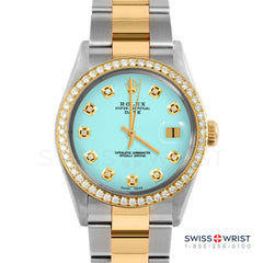 Rolex Date 34mm | 1500-TT-TRQ-DIA-AM-BDS-OYS