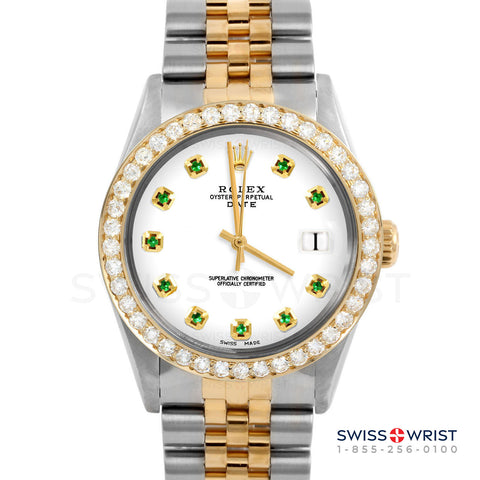 Rolex Date 34mm | 1500-TT-WHT-EMD-AM-2CT-JBL