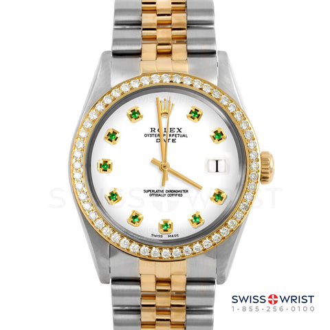 Rolex Date 34mm | 1500-TT-WHT-EMD-AM-BDS-JBL