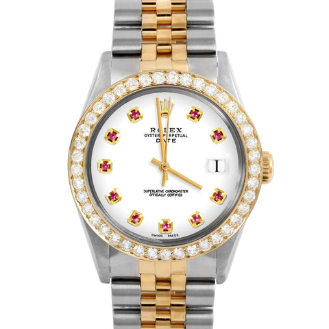 Rolex Date 34mm | 1500-TT-WHT-RBY-AM-2CT-JBL