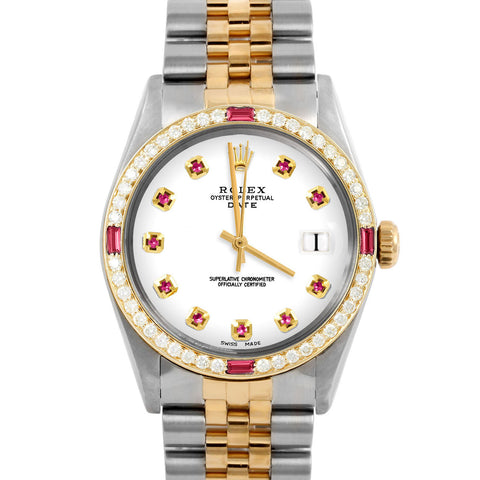 Rolex Date 34mm | 1500-TT-WHT-RBY-AM-4RBY-JBL