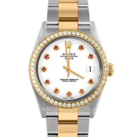 Rolex Date 34mm | 1500-TT-WHT-RBY-AM-BDS-OYS