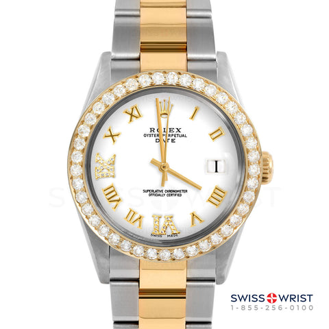 Rolex Date 34mm | 1500-TT-WHT-RDR69-2CT-OYS