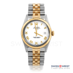 Rolex Date 34mm | 1500-TT-WHT-ROM-FLT-JBL