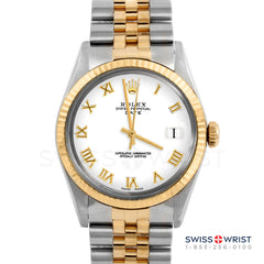 Rolex Date 34mm | 1500-TT-WHT-ROM-FLT-JBL