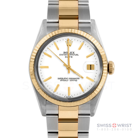 Rolex Date 34mm | 1500-TT-WHT-STK-FLT-OYS