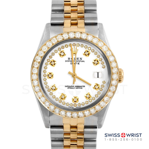 Rolex Date 34mm | 1500-TT-WHT-STRD-2CT-JBL