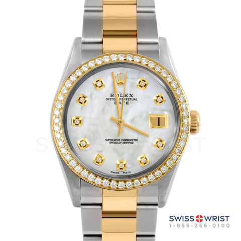 Rolex Date 34mm | 1500-TT-WMOP-DIA-AM-BDS-OYS