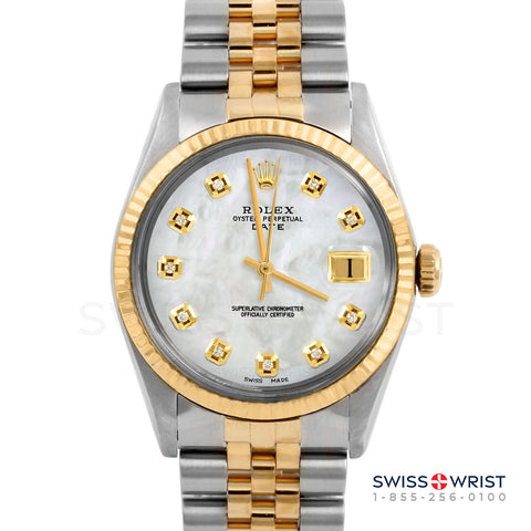 Rolex Date 34mm | 1500-TT-WMOP-DIA-AM-FLT-JBL