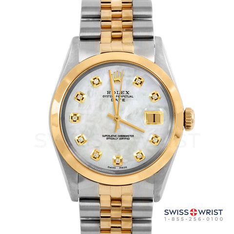 Rolex Date 34mm | 1500-TT-WMOP-DIA-AM-SMT-JBL