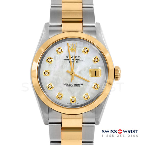 Rolex Date 34mm | 1500-TT-WMOP-DIA-AM-SMT-OYS