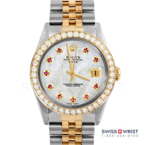 Rolex Date 34mm | 1500-TT-WMOP-RBY-AM-2CT-JBL