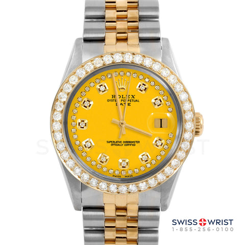 Rolex Date 34mm | 1500-TT-YLW-STRD-2CT-JBL