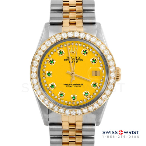 Rolex Date 34mm | 1500-TT-YLW-STRE-2CT-JBL