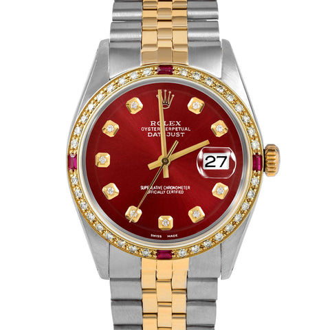 Rolex Datejust 36mm | 1601-TT-RED-DIA-AM-4RBY-JBL