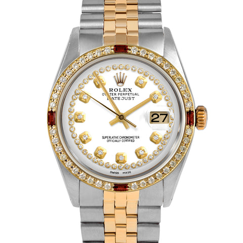 Rolex Datejust 36mm | 1601-TT-WHT-STRD-4RBY-JBL