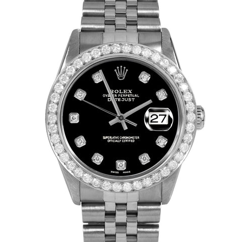 Rolex Datejust 36mm | 16014-BLK-DIA-AM-25CT-JBL