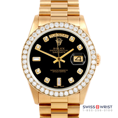 Rolex Day-Date 36mm | 18038-BLK-DIA-AM-25CT-PRS