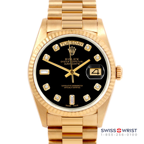 Rolex Day-Date 36mm | 18038-BLK-DIA-AM-FLT-PRS
