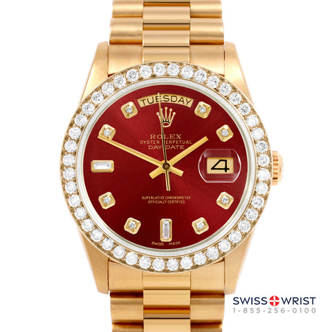 Rolex Day-Date 36mm | 18038-RED-DIA-AM-25CT-PRS