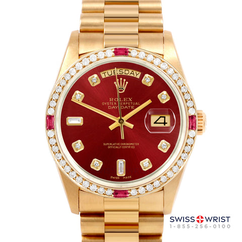 Rolex Day-Date 36mm | 18038-RED-DIA-AM-4RBY-PRS