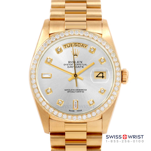 Rolex Day-Date 36mm | 18038-SLV-DIA-AM-BDS-PRS