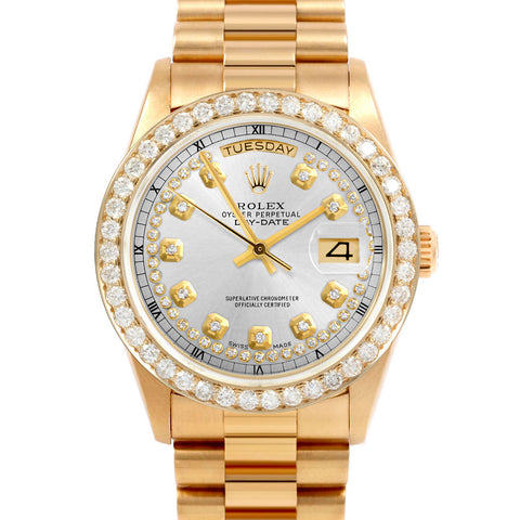 Rolex Day-Date 36mm | 18038-SLV-STRD-25CT-PRS