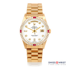 Rolex Day-Date 36mm | 18038-WHT-DIA-AM-4RBY-PRS