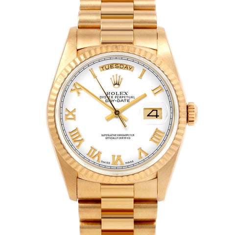 Rolex Day-Date 36mm | 18038-WHT-ROM-FLT-PRS