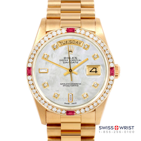 Rolex Day-Date 36mm | 18038-WMOP-DIA-AM-4RBY-PRS