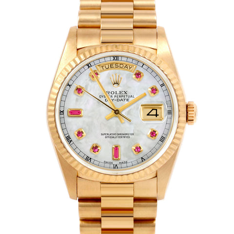 Rolex Day-Date 36mm | 18038-WMOP-RBY-AM-FLT-PRS